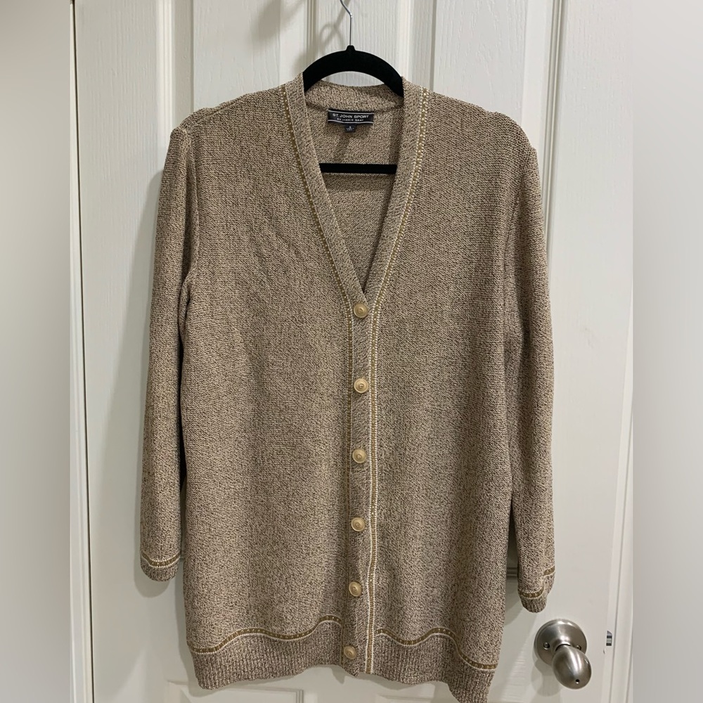 ST JOHN SPORT BY MARIE GRAY- Beautiful brown/camel mix cardigan